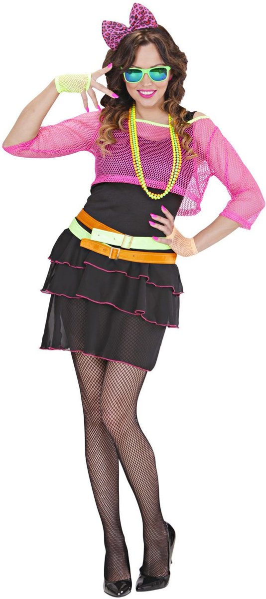 Jaren 80 & 90 Kostuum | Roze 80s Groupie Meisje | Vrouw | Large | Carnaval kostuum | Verkleedkleding